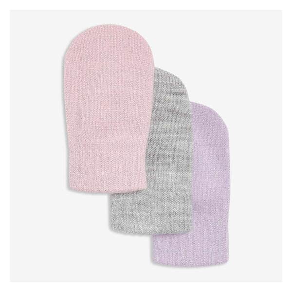 Baby Girls' 3 Pack Mitts - Pale Grey